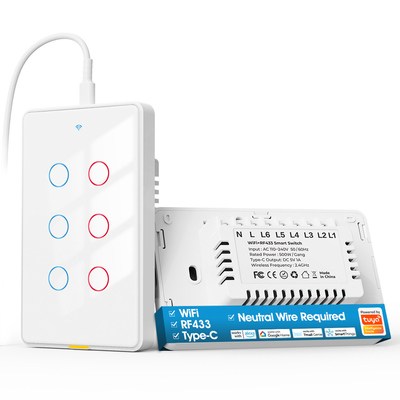 Tuya Przełącznik Wi-Fi Typ C Czas Aplikacja głosowa Alexa Google Home Smart Home Wi-Fi bezprzewodowy RF433 US Wall Touch Switch