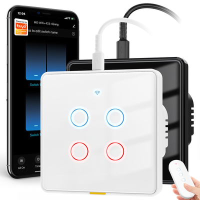 Tuya Przełącznik Wi-Fi Typ c Czas Aplikacja głosowa Google Home Smart Home EU Light Touch Wall WIFI RF433 110-240v Przełącznik Alexa