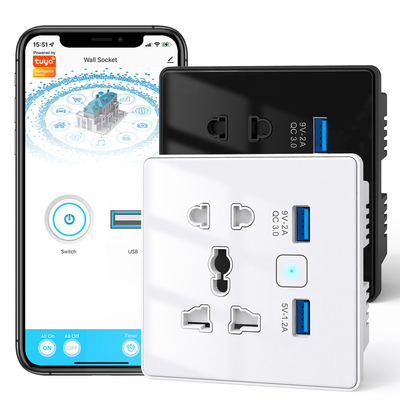 kupować Tuya Wifi Smart Socket Tempered Glass Fast Charger 3.0 USB Smart Home Automation Google Home Alexa Universal US EU UK Wtyczka produkcja online