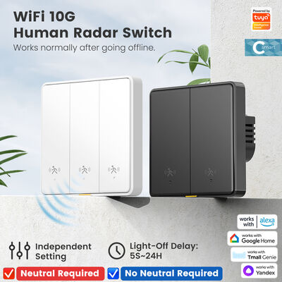 kupować Tuya WiFi Smart 10G Human Radar Motion Sensor Switch EU Wall Light Switch No Neutral APP Remote Voice Timer Alarm Control dla inteligentnego domu produkcja online