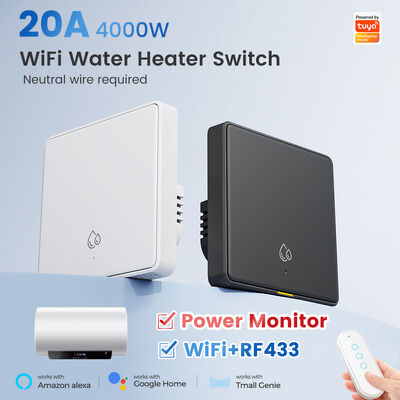 Przełącznik WiFi RF433 20A do bojlera Tuya Smart Home 4000W, timer, odliczanie, bezprzewodowy przełącznik ścienny, sterowanie aplikacją i głosem z Alexa Google Home