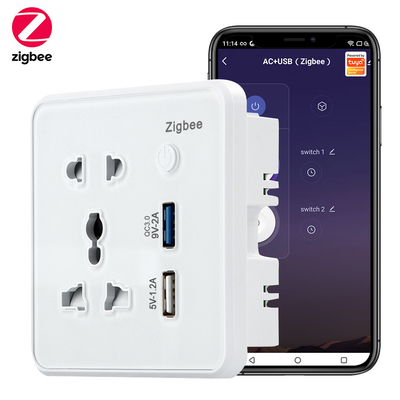 Dobra cena. Zigbee Wall Smart Socket Tempered Glass Quick Fast Charger 3.0 Usb Czas ładowania Google Home Alexa TuyaUS EU UK Plug w Internecie