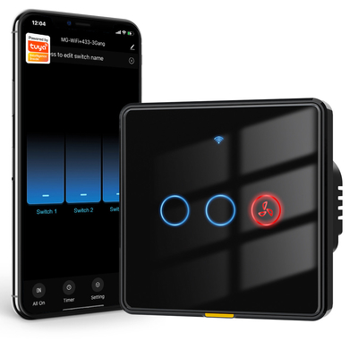 Dobra cena. Tuya Smart Wi-Fi RF433 Przełącznik z czasem dla wentylatora i oświetlenia zawieszonego Nie potrzeba neutralnego przewodu, przełącznik ścienny sterowania głosowego w Internecie